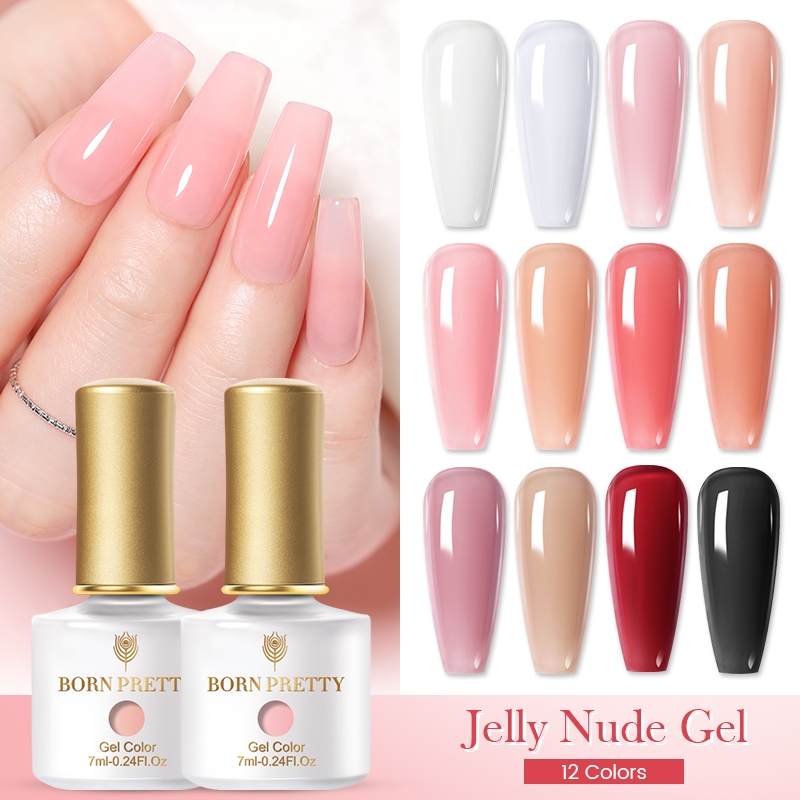 BORN PRETTY 7ML Jelly Nude Gel Polish Translucent Manicuring UV LED Soak  Off Nail Polish Semi Permanent