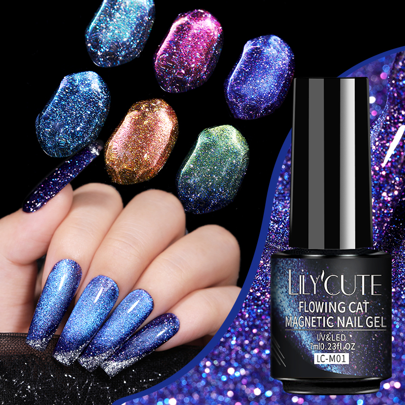 Maximize Your Nail Style with LILYCUTE 7ml 9D Cat Magnetic Gel Nail Polish Glitter