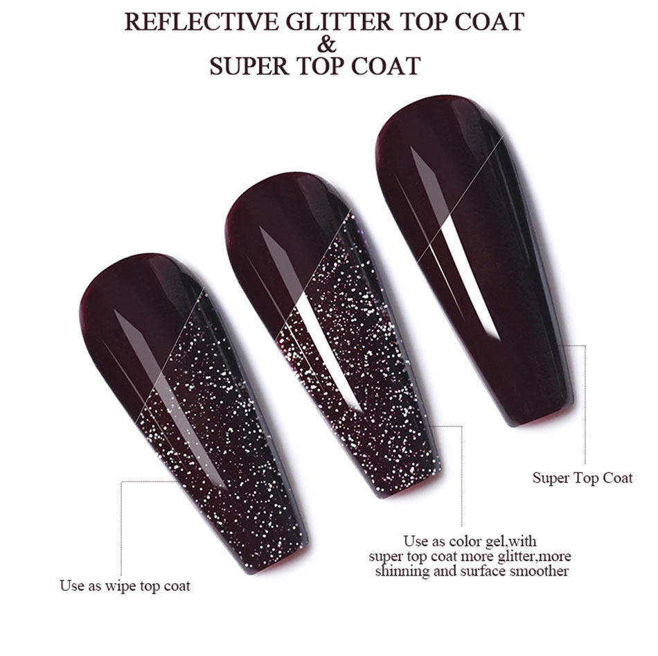 Born Pretty Reflective Glitter Gels + Super Top Coat