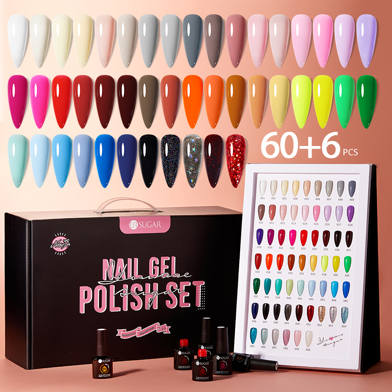 UR SUGAR 60pcs/set 7ml Color Gel Polish Set with Base Top Coat