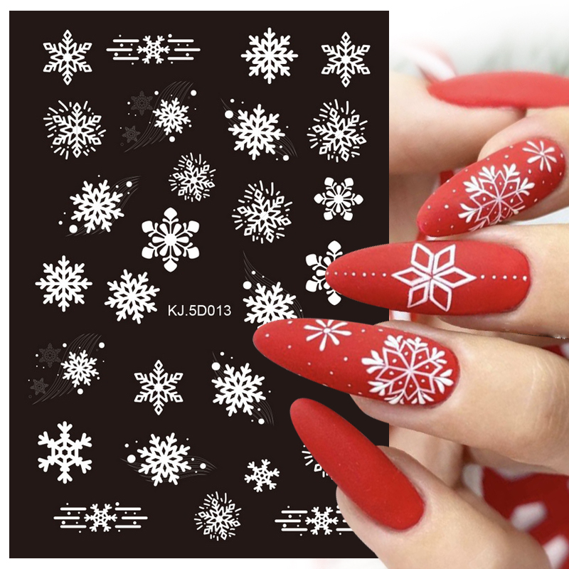 1 Sheet Christmas Nail Sticker White Blue Snowflakes Santa Claus Nail  Decals Nail Art Decoration