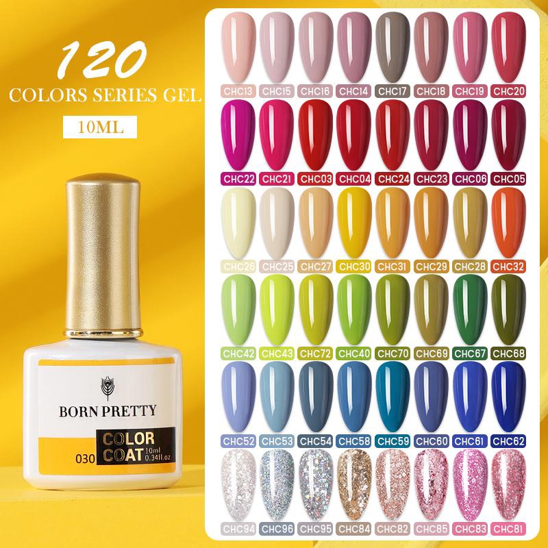 BORN PRETTY 120 Colors 10ml Glitter Solid Nail Art Varnish Nail Gel Polish  UV Gel For Nail Salon