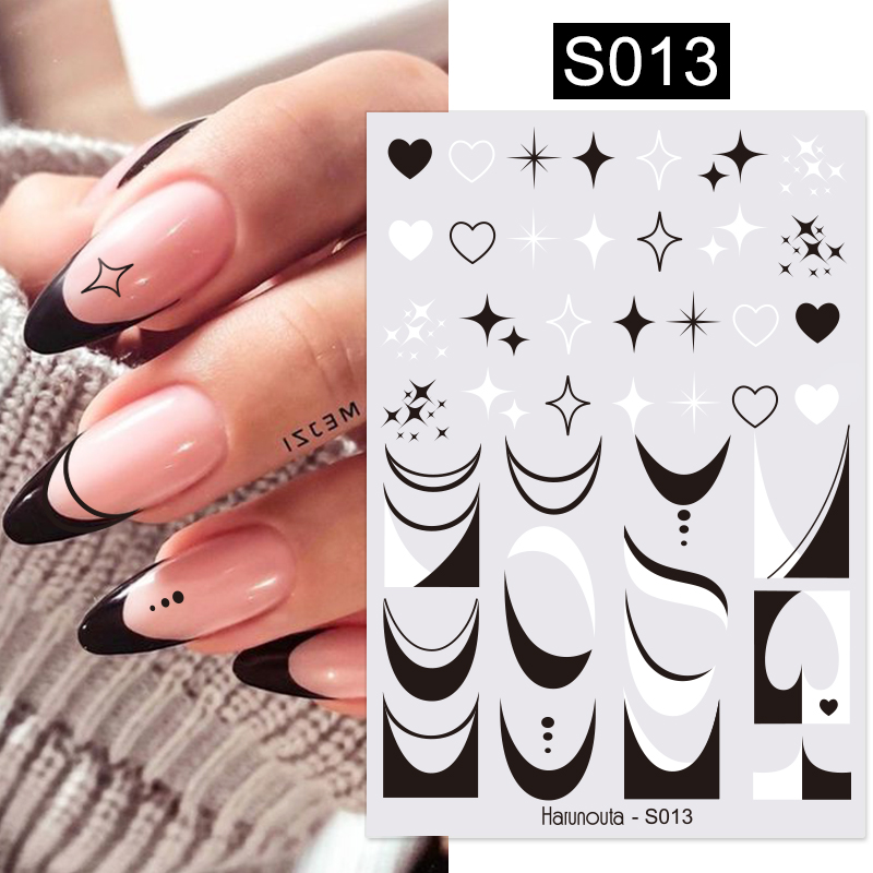 Harunouta 3D Nail Stickers Mixed Floral Abstract Geometric Nail Art  Decoration Gold Foil For Nails Tips Accessories Nail Design