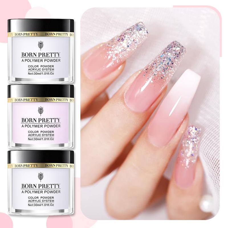 BORN PRETTY 30ml Acrylic Dip Powder Pink White Clear Dip Powder French Nail Polymer Extension Powder