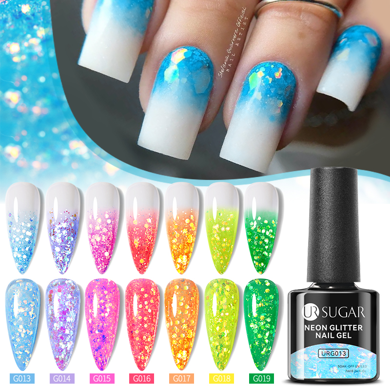 UR SUGAR 7.5ml Reflective Glitter Gel Polish Soak Off UV LED Varnish Nail  Art