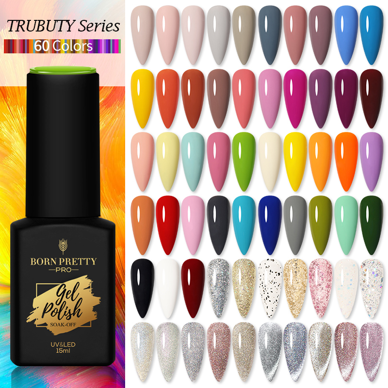BORN PRETTY Pro 1 Bottle 15ml Color Trubuty Series Nail Gel Colorful Soak  Off Manicuring UV Gel Polish