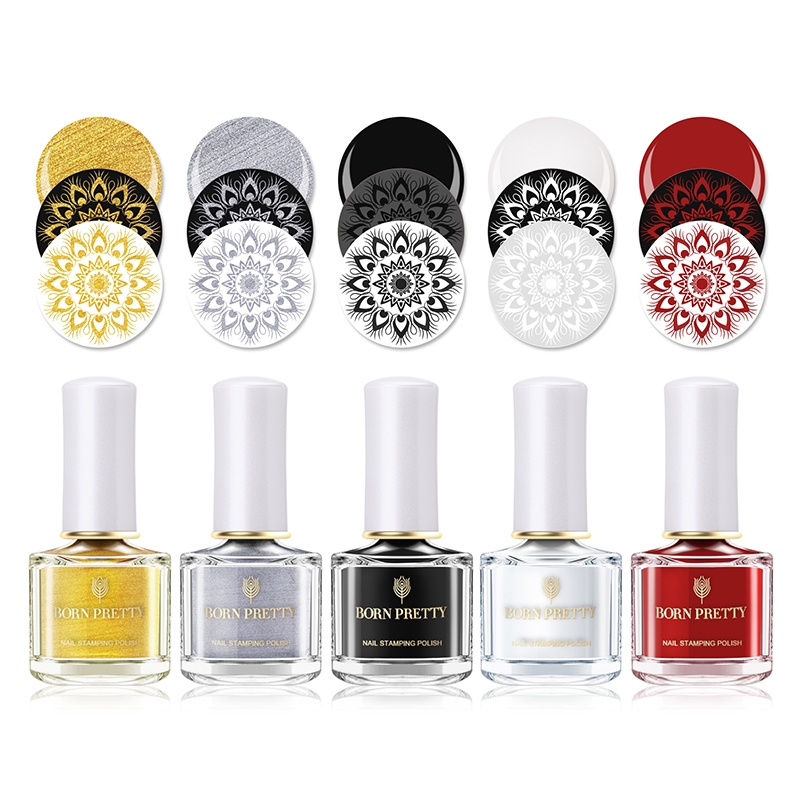 BORN PRETTY 1 Bottle 7ml Nail Stamping Polish Gold Silver Black White Color Nail Printing Polish BORN PRETTY 1 Bottle 7ml Nail Stamping Polish Gold Silver Black White Color Nail Printing Polish