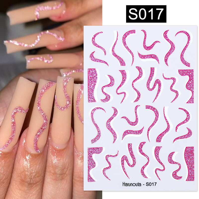 Harunouta 3D Nail Stickers Colorful Reflective Glitter French