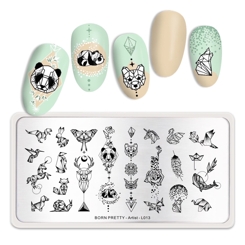 BORN PRETTY Rectangle Nail Stamping Plates Stainless Steel Simple  High-Quality Artist-L013