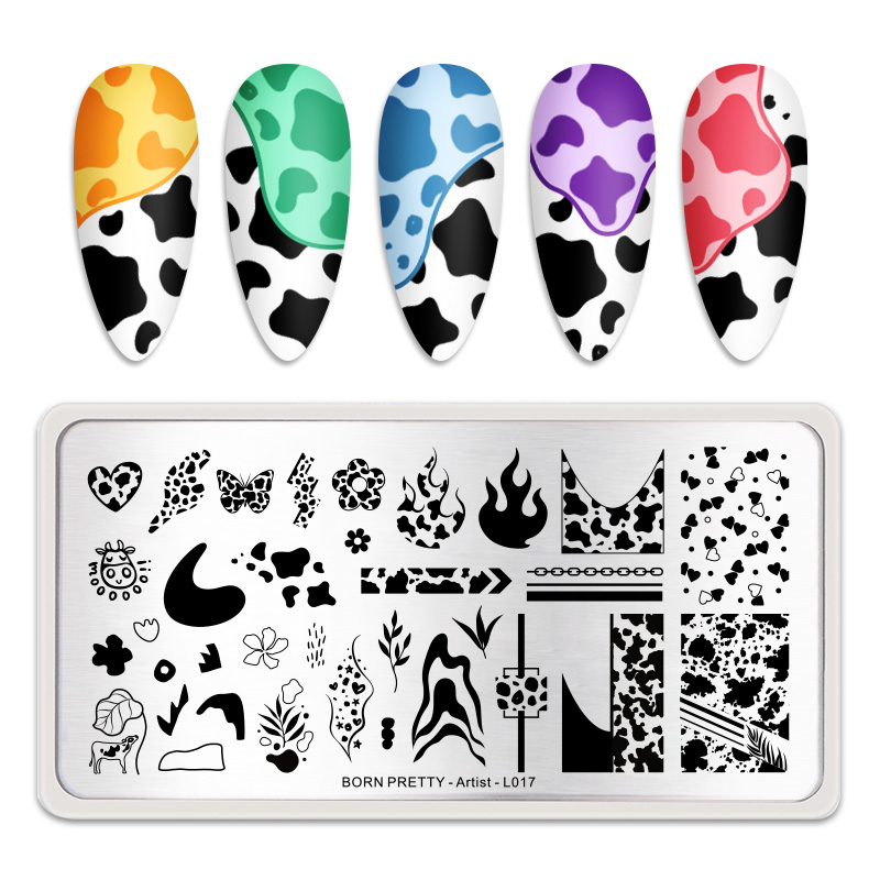 born pretty nail board cow print pattern nail art board template stainless steel nail design