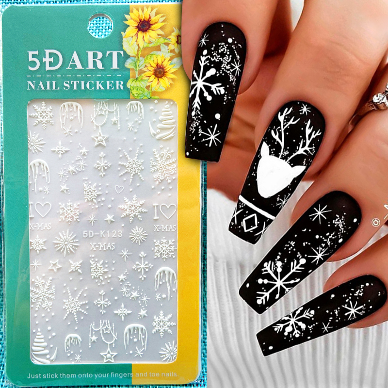 Decor Nail Art Stickers Snowflakes | Winter Nail Sticker Set Snowflake -  12pcs Set - Aliexpress