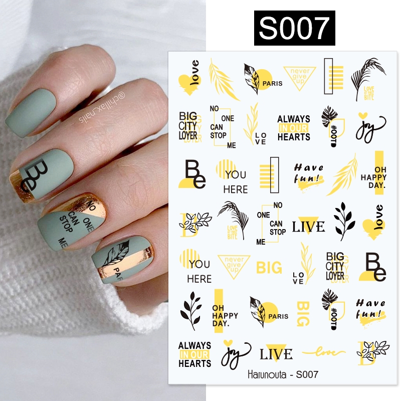 Watercolor 3D Nail Stickers Flower Leaf Slider Nail Art Decals UV Gel  Decoration