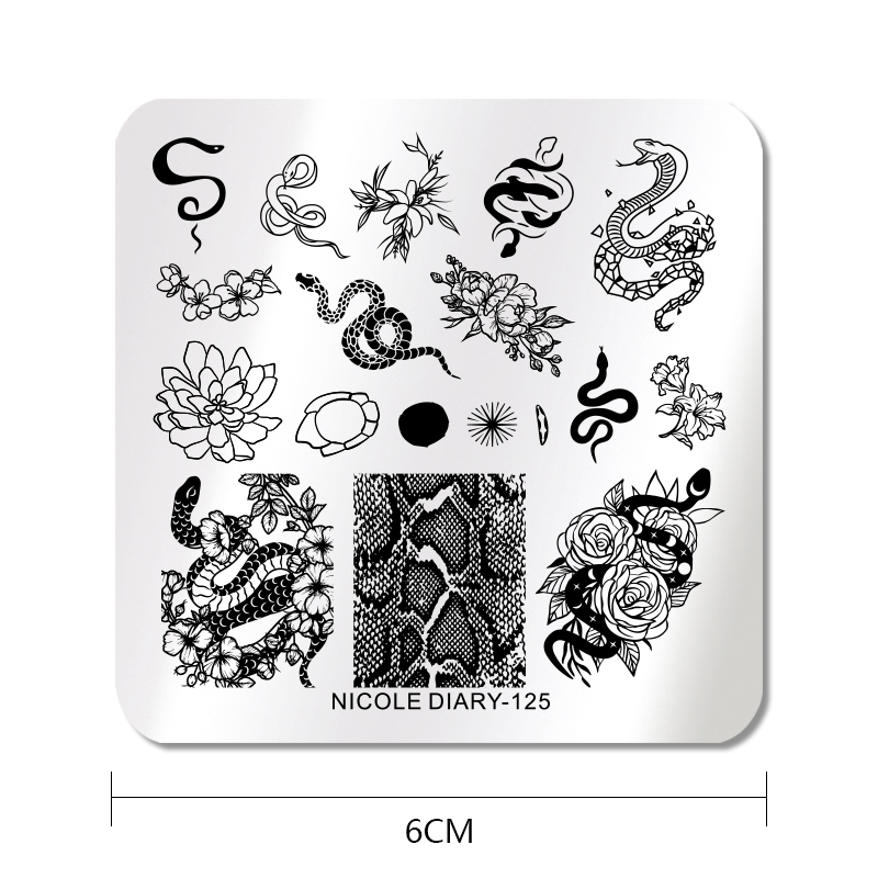 NICOLE DIARY Nail Stamping Plates Valentine's Day Dragon Line Stamp  Template DIY