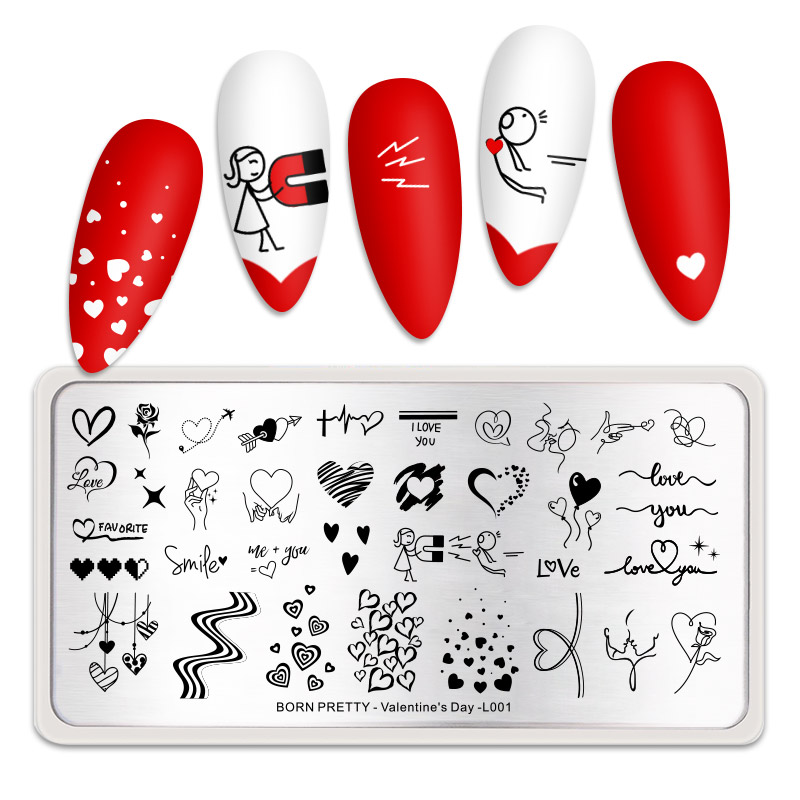 Red Ribbon Design Nail Art Stamping Template Image Plate BP26