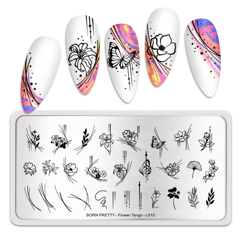 BORN PRETTY Butterfly And Flower Theme Pattern Nail Art Board Template  Stainless Steel Nail Design