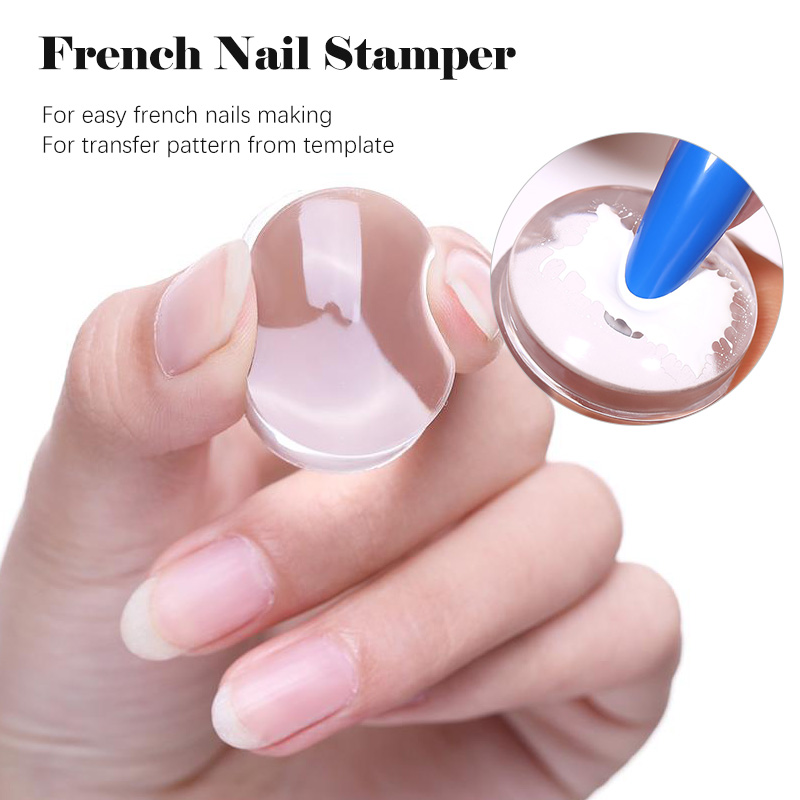 Silicone french nails stamper, transfer nails art, nails tool 2 pcs