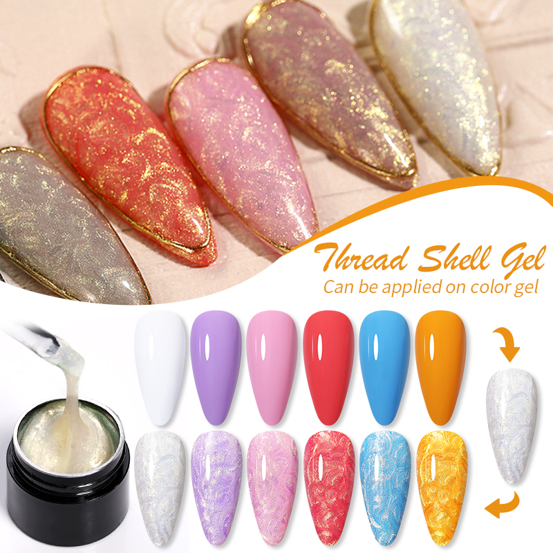 LILYCUTE 7ml 8 Colors Pearl Shell Texture Thread Gel Polish Custom Logo Semi -Permanent Uv Gel Polish Nail Art