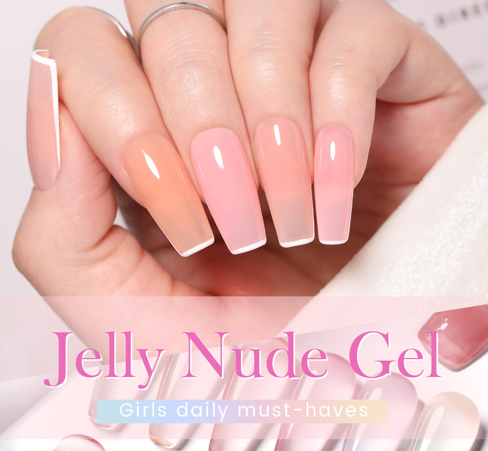 BORN PRETTY 10ml Jelly Nude Semi Transparent Gel Nail Polish 50 Colors