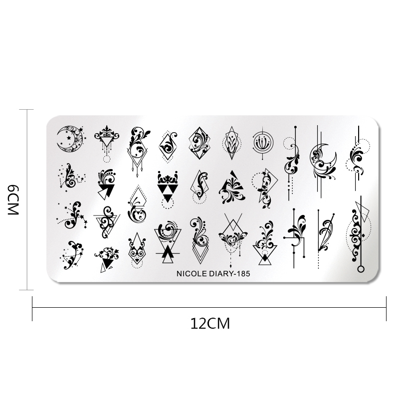 nicole diary rectangle nail stamping plates moon series stainless steel nail art stamp stencils 185