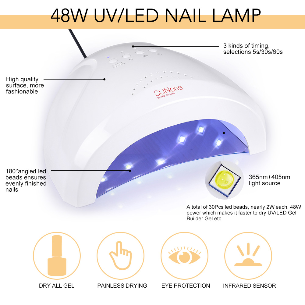 48W UV/LED Nail Lamp Manicure Curing Lamp for Gel Polish